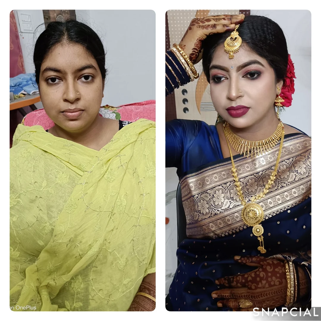 Royal Navy Blue & Gold Silk Bride Before & After Transformation