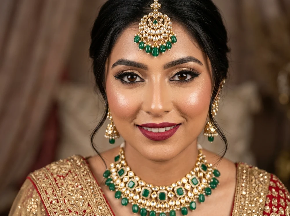 High-Definition Indian Bridal Makeup Close-Up Artistry