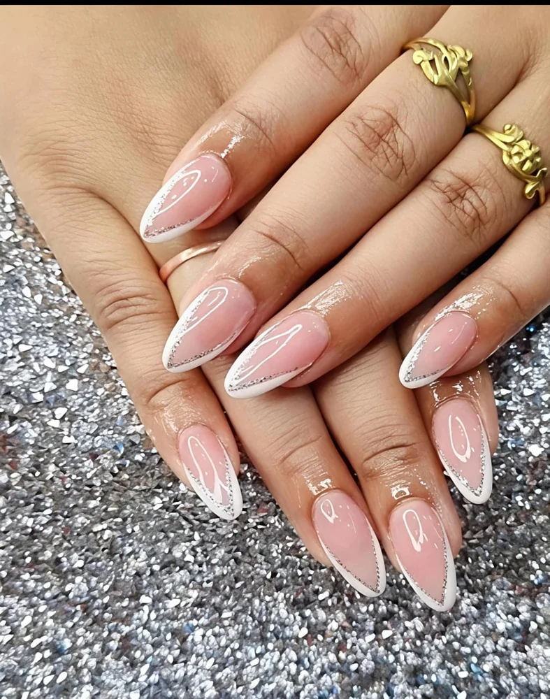 Glitter Shimmer French Ombre Gel Nails