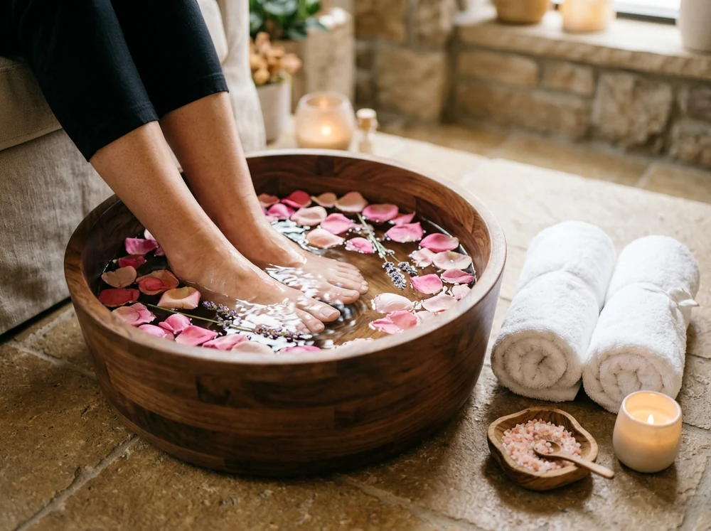 Soothing pedicure foot spa therapy